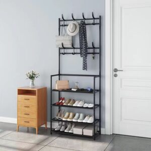 4-Tier Stainless Steel Shoe Rack – Space-Saving Shoe Organizer
